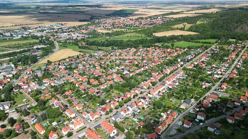 Boligkvarter set fra luften – BBR registrerer data om hver enkelt bygning